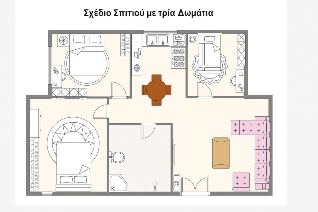 Σχέδιο Σπιτιού Τριών Δωματίων