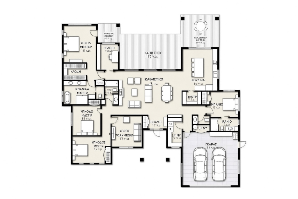 Αρχιτεκτονικα σχεδια σπιτιων σε σχημα γ