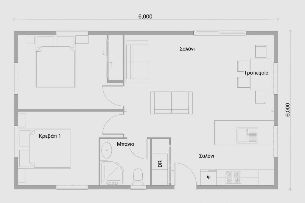 Κατοψη σπιτιου 60τμ