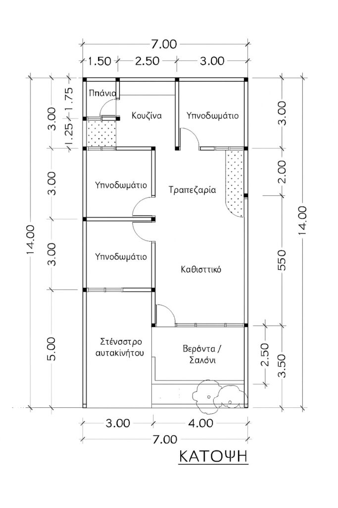 Κατοψη σπιτιου 75τμ