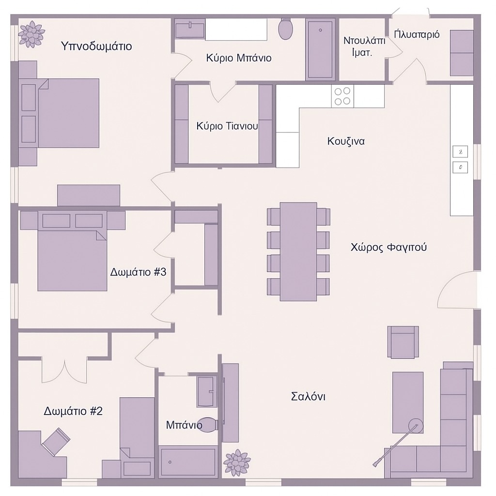 Κατοψη σπιτιου με 3 υπνοδωματια