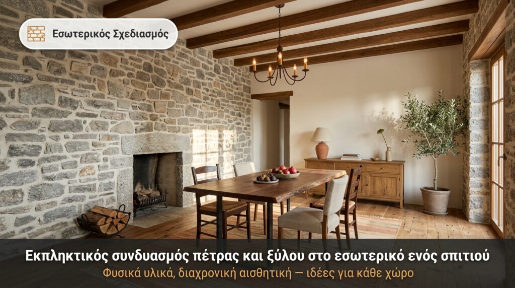 Εσωτερική Διακόσμηση Σπιτιού με Πέτρα και Ξύλο