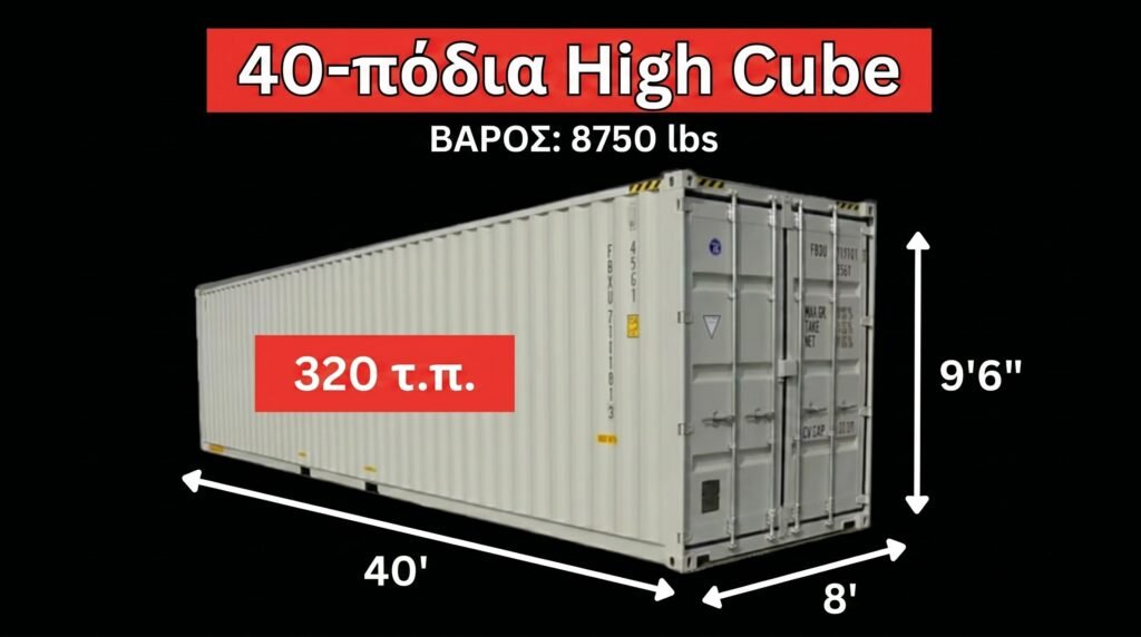 κοντέινερ κύβων ύψους 40 ποδιών