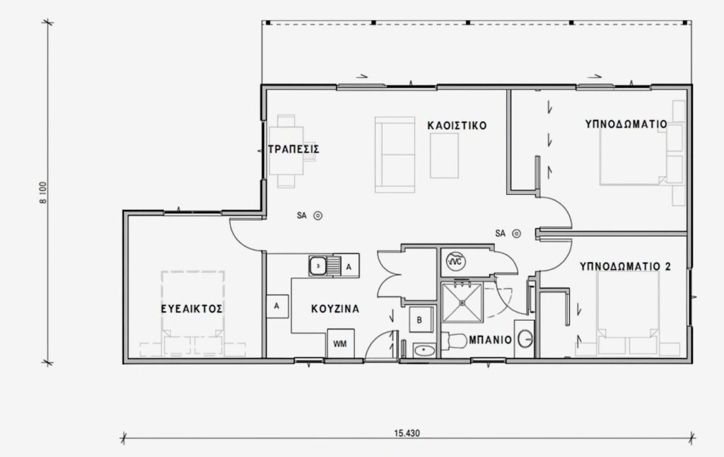 Σπίτι 80 τετραγωνικών μέτρων με δύο υπνοδωμάτια