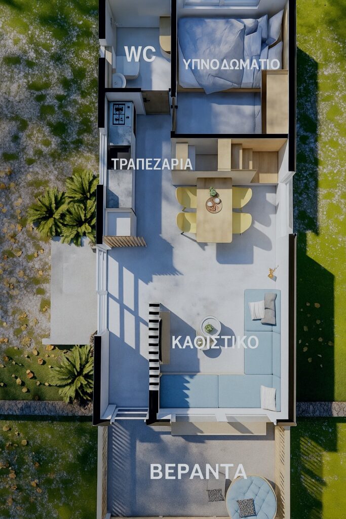 Σχέδιο αγροικίας 50τμ με σοφίτα