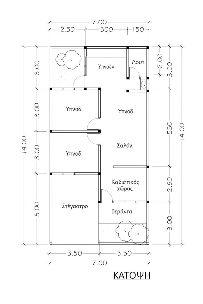 Κατοψη σπιτιου 75τμ