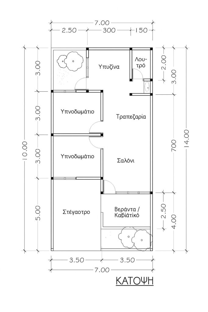 Κατοψη σπιτιου 75τμ