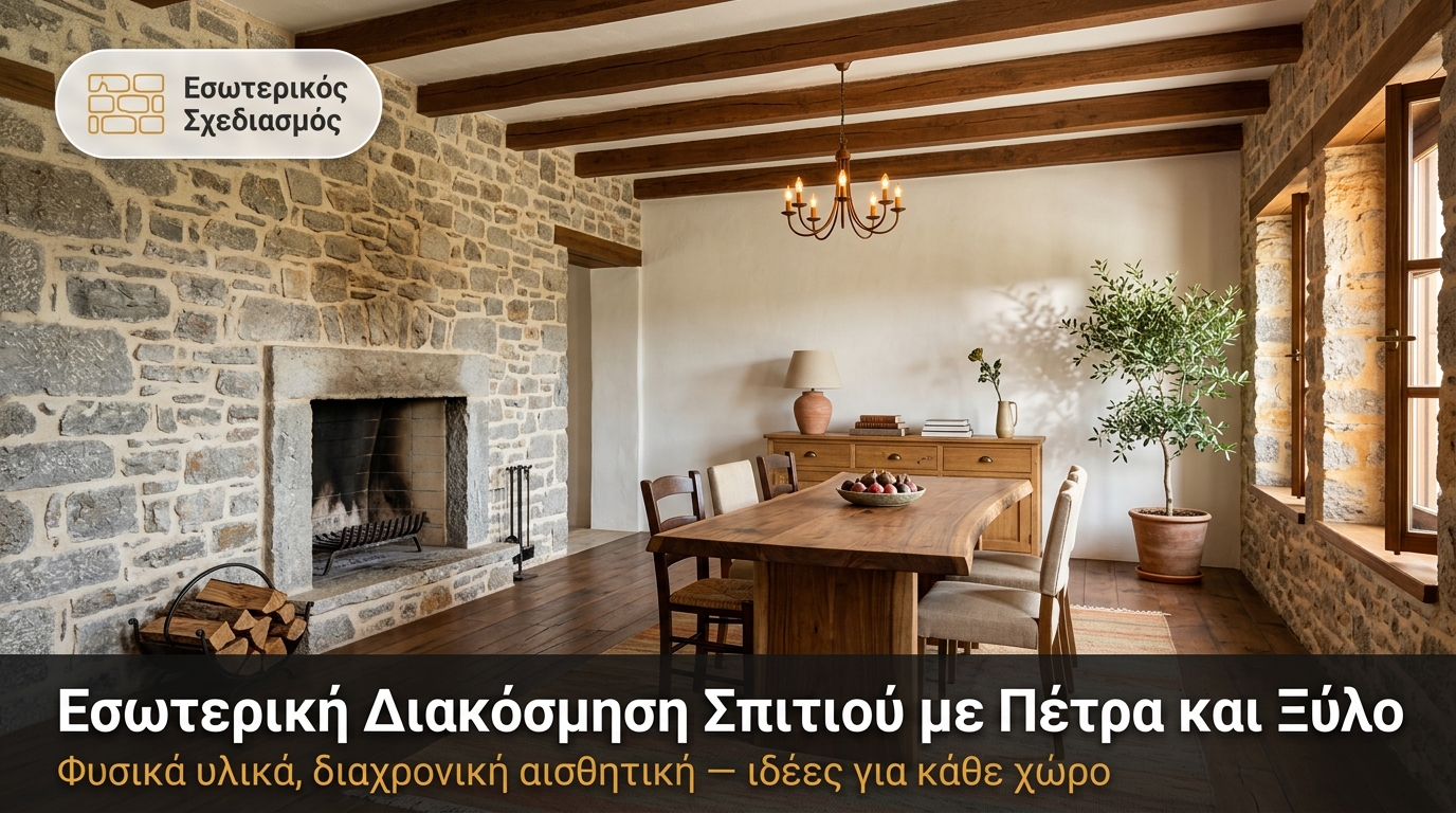 Εσωτερική Διακόσμηση Σπιτιού με Πέτρα και Ξύλο